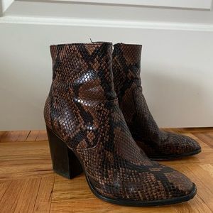 Zara Snake Print Zip Ankle boot